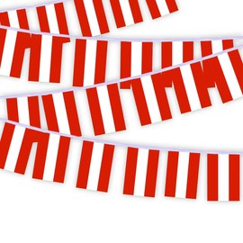 Pack of 30 Austria Flag Chain Flags, 10 Metres Austrian Population Rectangle Rope Flags, Decorative Banners Used to Decorate Courtyards String Austria