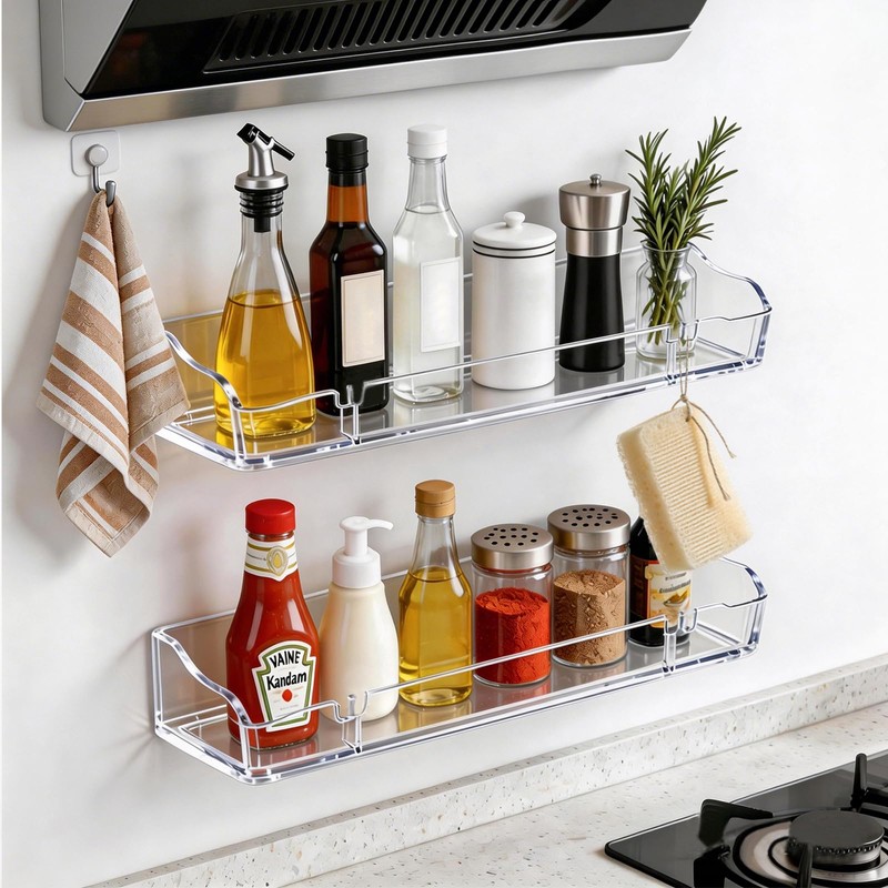 EIIXMSO Floating Shelves for Wall, Acrylic, Clear, 2 Count