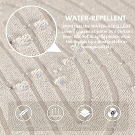 SearchI Water Repellent Dining Chair Seat Covers Set of 4, Washable Stretch Seat Covers for Dining Chairs, Rear-Covered Dining Room Seat Cover Protector(Cream Ripple Jacquard)