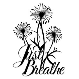 ORNAROVI Dandelion Metal Wall Art with Just Breathe Quote – Black Iron Flower Wall Decor Inspirational Rustic Yoga Wall Sculpture for Indoor Outdoor Home Office Decoration (11.8 x 8.3 in)