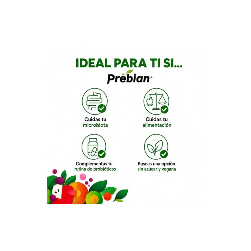 Prebian Probióticos y Prebióticos en Polvo Soluble Sin Sabor, 2