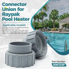 Connector Union, for Raypak Pool Heater Parts, 006723F Connector with 2 Nut Heater Flange Kit for Raypak Rheem Pool Heater, 2Pcs, PVC