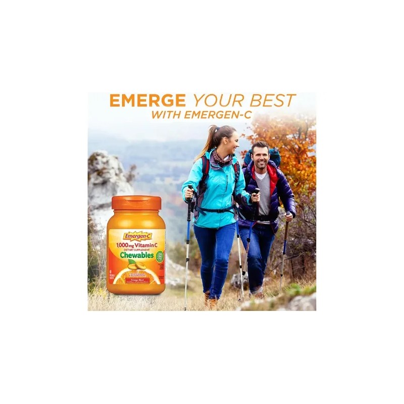 Vitamina C Emergen-C Naranja, Comprimidos Masticables de 1000 mg con