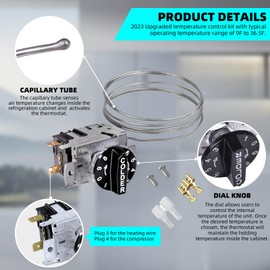 Upgraded 988284 800382 Temperature Control Kit 077B6856, replaces true thermostat, true refrigerator thermostat, Compatible with true refrigeratorUpgraded 988284 800382 Temperature Control