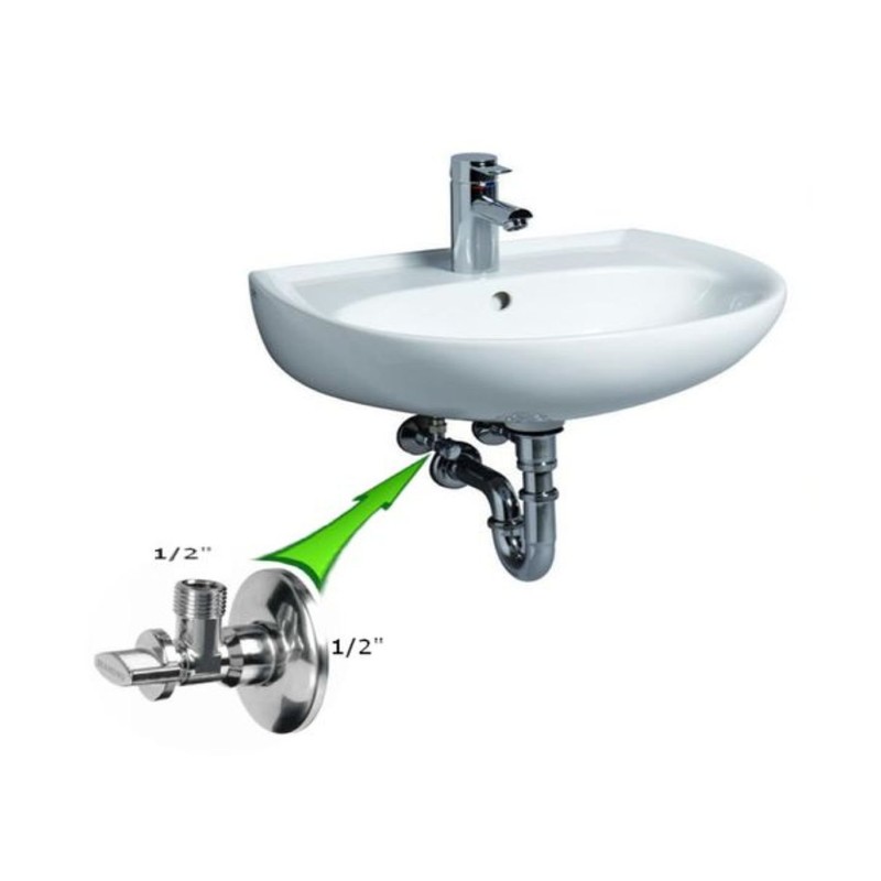 Stainless Steel Angled Water Isolating Valves Wall Mounted 1/2''X1/2''