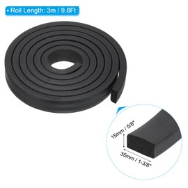 PATIKIL 9.8Ft Foam Rubber Strips, 35x15mm EPDM Rubber Soundproof Foam Seal Strip Sealing Foam Tape for DIY Gasket Sealing Door Window Insulation, Black