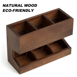 LKEUYUI Walnut Wood Pod Dispenser Designed for Nespresso Vertuo Capsules, Freestanding Countertop Pods Rack, Coffee Pods Holder for Home or Office Kitchen Counter, Dispenses 3 Coffee Flavors