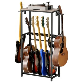MAHANCRIS Guitar Stand, Guitar Rack for Acoustic Holder, Electric Guitar, Bass, Multiple Guitar Rack Holder for Guitars, Guitar Amp Accessories, for Home Music Studio, Greige and Black GSHG6501