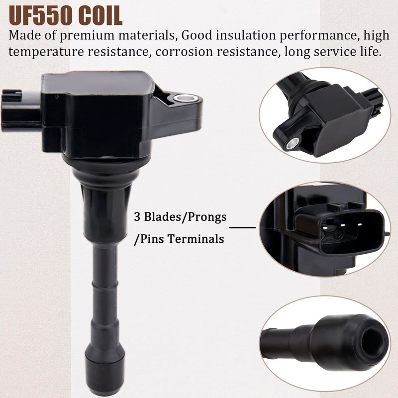 UF550 Ignition Coil Pack Set of 6 With Spark Plugs