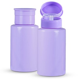 2 Pack Purple Push Down Pump Dispenser - Nail Polish Remover Pump Empty Refillable Bottle Containers for Makeup Remover Micellar Water Facial Toner, 200ml 6.7oz