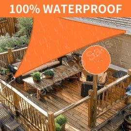 Neween Shade Sail, 6'7''x 6'7''x 6'7'' Sun Shade Sail Triangle Waterproof for Patio Yard Deck Pergola Outdoor Sun Sail Shade 98% UV Block Sunshade Orange Color