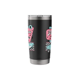 The Fifties 1950s Car Music Checkerboard Rockabilly Sock Hop Stainless Steel Insulated Tumbler