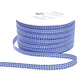 s.dekoda Ribbon 50 m x 6 mm Blue - White Check Ribbon Gingham Woven Decorative Ribbon Checked
