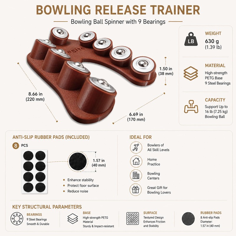 Cragite Bowling Release Trainer with 9 Bearing Ball Spinner