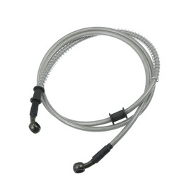 Partuto 160cm 62.99" 10mm 28 Degree Motorcycle Braided Brake Clutch Oil Hoses Line Pipe Clutch Throttle Gas Line Fuel Pipe Silver Tone for ATV for Dirt Bike Replacement