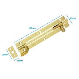 TERF Door Bolt Polished Brass Barrel Slide Lock Necked Door Bolt 150mm [6''] Door Latch with Screws Ideal Door Locks for Internal and External Doors - 150mm, Gold