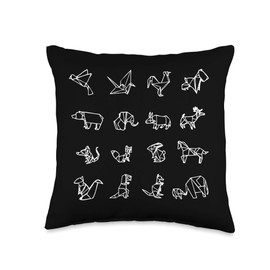 ORIGAMI ANIMALS Animal Set Japanese Paper Art Meme Throw Pillow