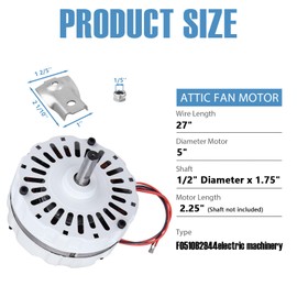 F0510B2944 F0510B2497 Power Vent Replacement for Lomanco Fan Motor Kit 3.4 Aamps, 120 Volts, 1/10HP, 1100RPM Motor