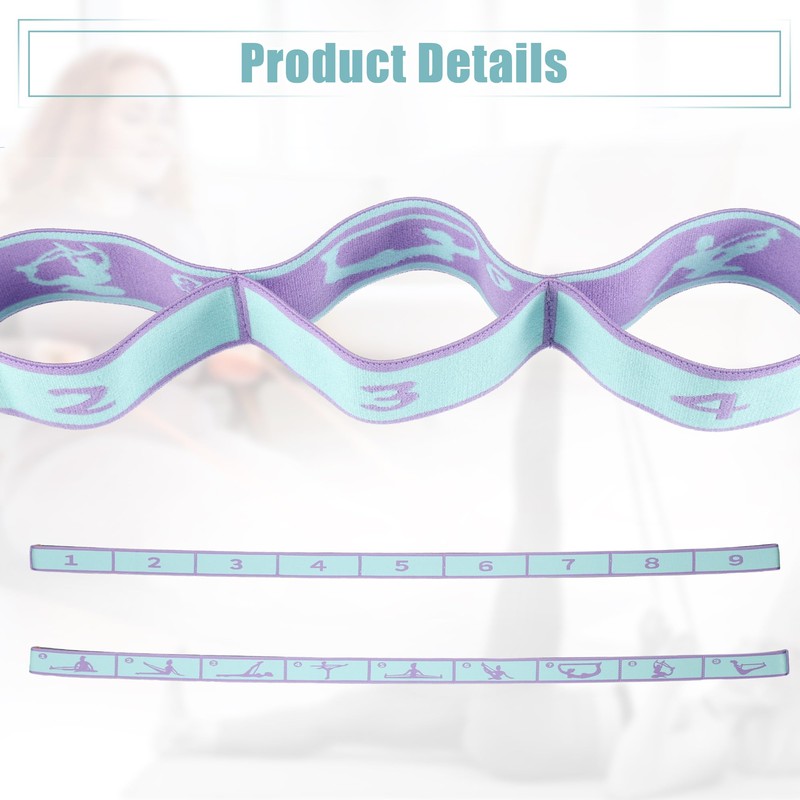 VOCOSTE Yoga Stretch Strap with 9 Loops Elastic Strap Blue