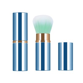 Xinpinzhou Blue Retractable Makeup Brush, Retractable Blush Blusher Face Powder Kabuki Foundation Brush for Cheeks