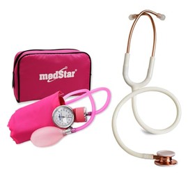 Kit Baumanómetro con Estetoscopio de Doble Campana de Lujo (Rosa-Pink Gold)