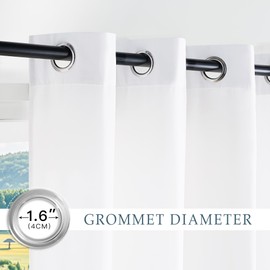 PONY DANCE Non-See-Through Net Curtains for Windows 54 Drop - Privacy Protect White Voile Curtains with Eyelet Top with Elegant Smooth Texture Look for Kitchen/Living Room, Set of 2, 52 Inch Wide