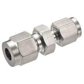 sourcing map Compression Tube Fitting 304 Stainless Steel 1/8" x 1/4" Tube OD Double Ferrule Straight Coupling Adapter