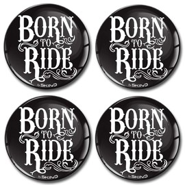 Biomar Labs® 4 x 50mm 3D Domed Car Wheel Centre Rims Hub Born To Ride Stickers Decals For Caps Vehicle Auto Tuning Emblem A 5750