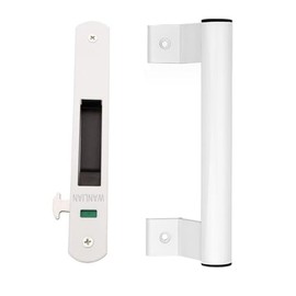 Door Lock Sliding Door Window Hook Lock Sliding Door Flush Locking Mobile Door Single-sided Lock (With Handle (White))
