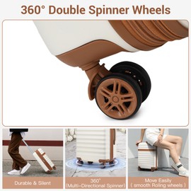 Kono Luggage Set 3 Pieces Expandable ABS Durable Suitcase Hardside with Double Spinner Wheels Tsa Lock Cream White(20in/24in/28in)