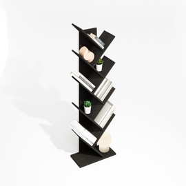 Furinno Tree Bookshelf 9-Tier Floor Standing Tree Bookcase, Black Espresso