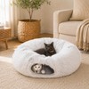 Fluffy Cat Tunnel Bed Under Christmas Tree, Plush Warm White