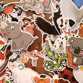 Mistree Children's Animals, Animal Stickers, Stickers for Children, Waterproof, Funny Animal Patterns, Learning Animals in the Game, Stickers Children's Set, Pack of 50