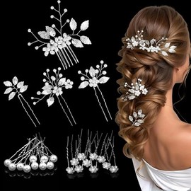 Wedding Hair Accessories for Women, 24 PCS Bridal Bridesmaid Hair Clips, Diamante Hair Pins, Hair Jewellery Accessories for Flower Girl Bride Wedding Guest
