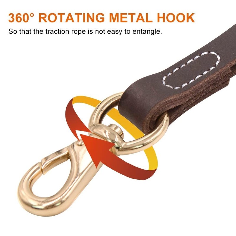 DONGKER 11.8" Short Dog Leash, Leather No Tangle Dog Leash