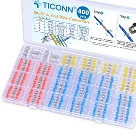 TICONN 400 Pcs Solder Seal Wire Connectors, Heat Shrink Butt Connectors, Waterproof and Insulated Electrical Wire Terminals, Butt Splice (400PCS)