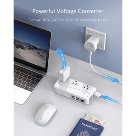 BESTEK convertidor adaptador de viaje universal, Blanco