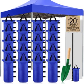 Nuenen 20 Pcs Canopy Sand Bags for Weight 560 Lbs Total Heavy Canopy Weights Tent Weights with Shovel for Sandbags Shelter Patio Umbrella Outdoor Instant Canopies Without Sand(Blue)