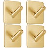 Gold Adhesive Coat Hooks: Anti-Slip 15LB Towel Hooks Locking Curve