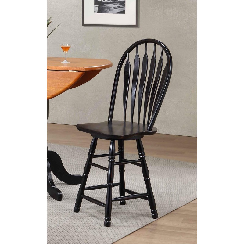 Sunset Trading Swivel Barstool, 24", Antique Black