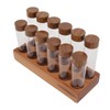 Coffee Bean Storage Tubes with Walnut Wood Stand Lid Glass
