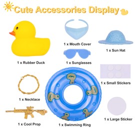 CoFuBcad Cowboy Duck Car Dashboard Decoration Rubber Duck Car Ornaments Accessories with Special Props Mini Swim Ring Cowboy Hat and Sunglasses for Decor Home(A11)