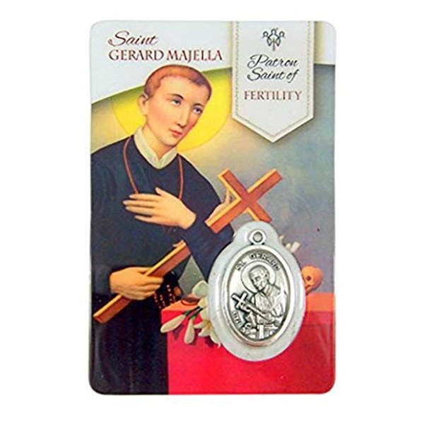The Healing Saints Silver Toned Saint Gerard Majella Patron of Fertility Medal with Holy Card, 1 Inch