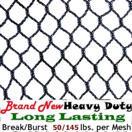 1" Heavy Knitted Netting Poultry Plant Bird Aviary Fruit Garden Protection Net Nets - Break/Burst: 50/145 lbs. per mesh (25' X 50')