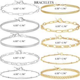 MAGIDOVE 10PCS Anklet Bracelet for Women (21.5+5cm)