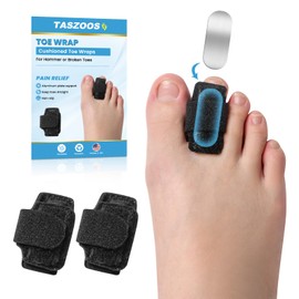 TASZOOS Hammer Toe Corrector for Women & Men - 2 Pcs Hammer Toe Straightener - Toe Splints Wraps Relief for Hammer, Curled, Bent, Broken Support - (Black)