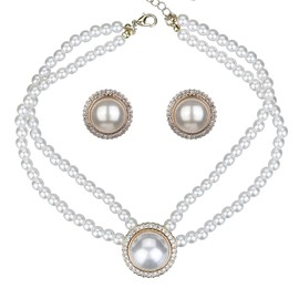 fxmimior Boho Women Multilayer 1920s Necklace Silver Gold Dainty Pearls Layered Choker Necklaces Handmade Beads Fashion Chunky Pendant Multilayer Adjustable Layering Chain Necklaces Set for Women Girls, Metal, Rhinestone