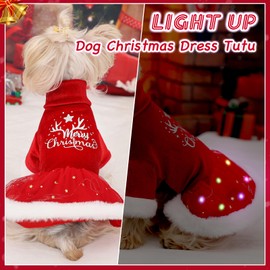 Dog Christmas Outfit, Dog Tulle Dress, Dog Fall Clothes for Small Dogs Girl, Lightweight Velvet Puppy Dresses, Pet Cat Apparel