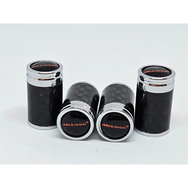 Exotic Carbon Fiber McLaren Orange Text Carbon Fiber Tire Valve