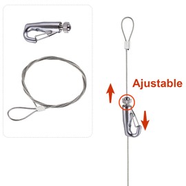 IDGGDI 6 Pack Picture Rail Hooks and Wire Hanging System, 6.5 Ft Wire Cables, Adjustable Hooks & Stainless Steel Picture Molding Hangers for Wall Picture, Exhibition, Art Gallery Display